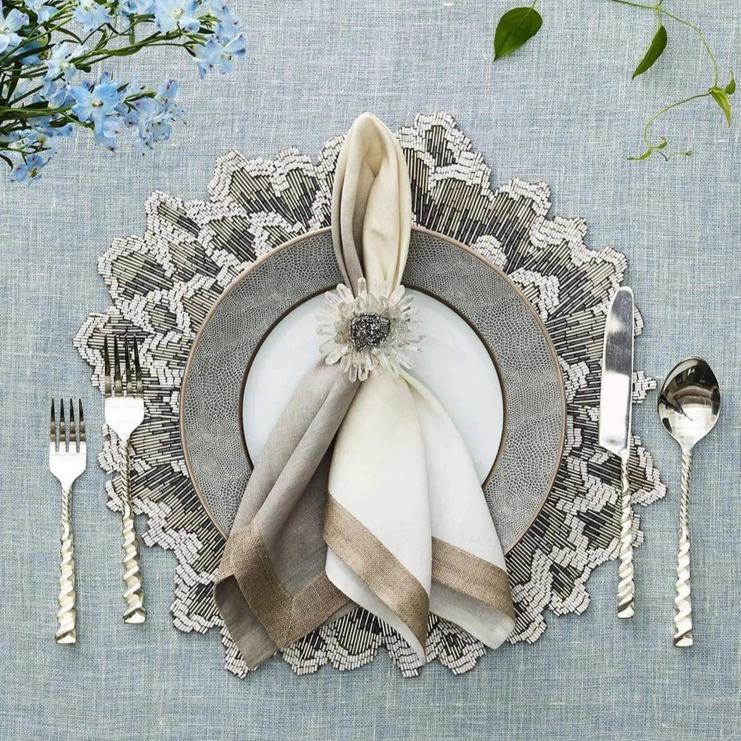 Dip Dye Napkin in Gray & Silver - Set of 4