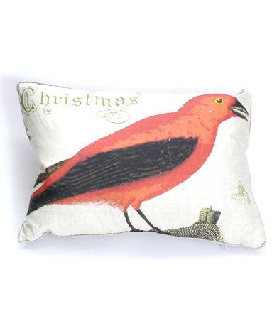 Holiday Red Bird Linen Pillow