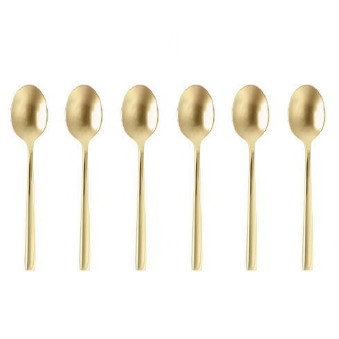Arezzo Brushed Gold Condiment/Espresso Spoons 5.1" (Set of 6)