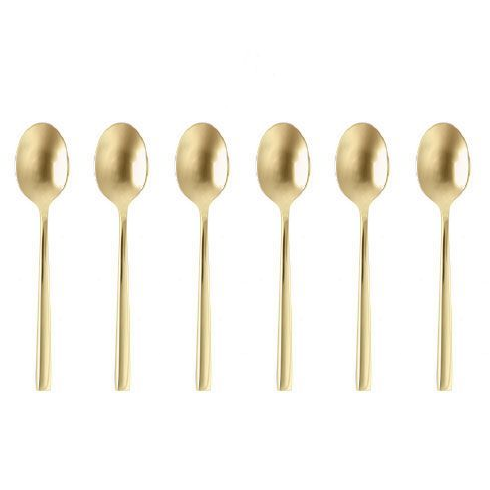 Arezzo Brushed Gold Condiment/Espresso Spoons 5.1" - Set of 6