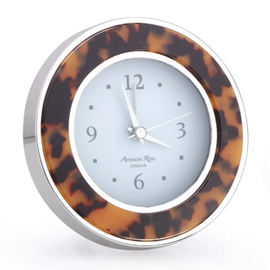 Tortoiseshell & Silver Silent Alarm Clock