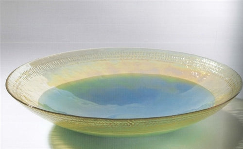 Canoe Bowl-Turquoise & Beige