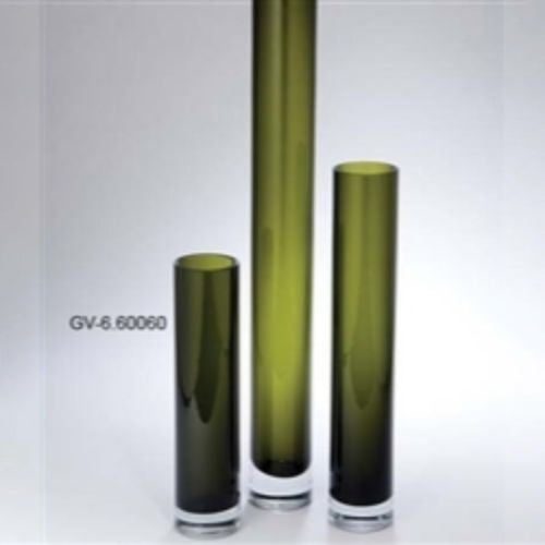 Olive Green Tube Vase with Holder