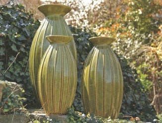 28" High Ribbed Vase-Green