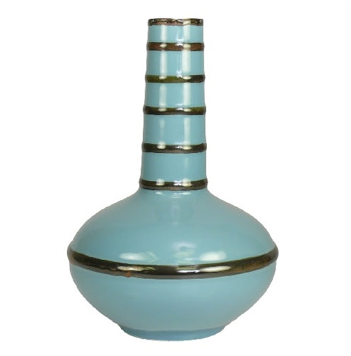 Blue/Brown Ribbed Vase