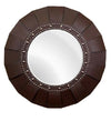 Dark Brown Leather Round Mirror