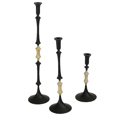 Iron and Bone Candlestick Set of 3