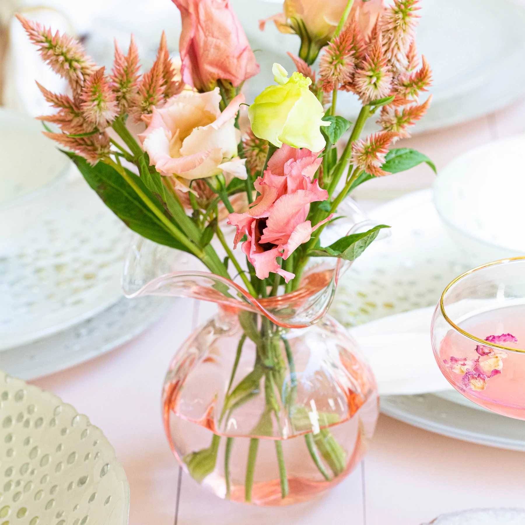 Hibiscus Glass Pink Vase