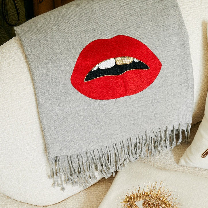 Lips Embellished Throw