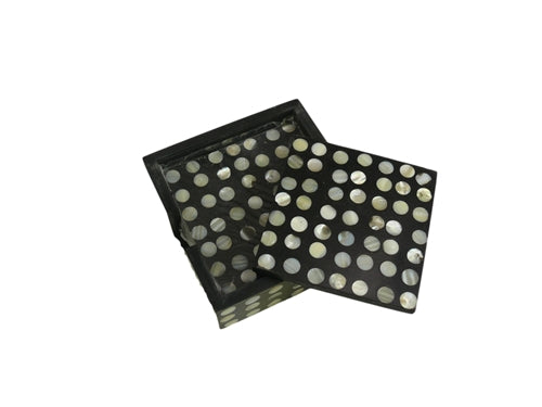 White Dots Pearl Coasters Set 3