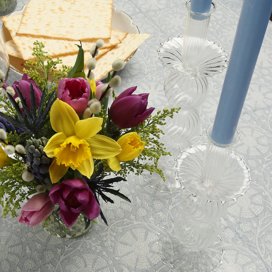 Bella Short Candle Holder in Clear - Set of 2