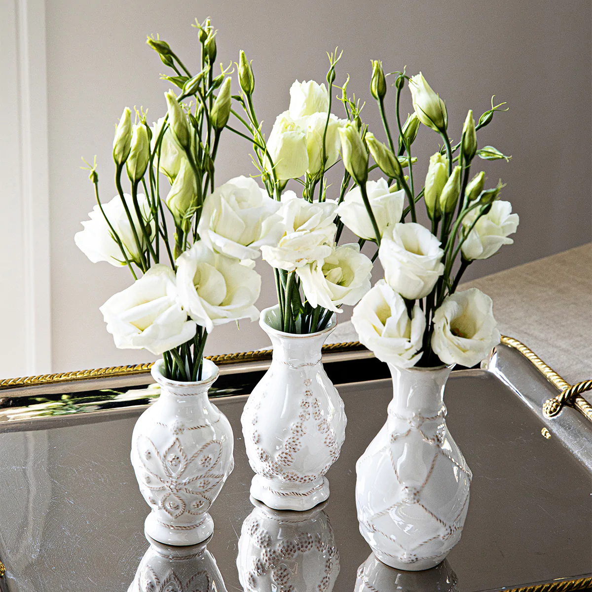 Jardins Du Monde Mini Vase Trio - Whitewash