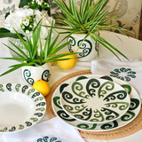 Athenee Two Tone Green Peacock Dessert Plate (Set of 2)