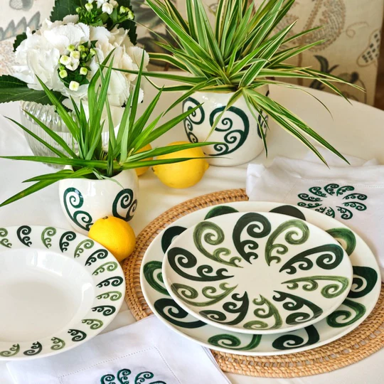 Athenee Two Tone Green Peacock Dessert Plate - Set of 2