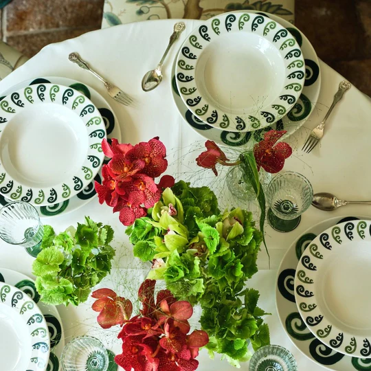 Athenee Two Tone Green Peacock Soup Plate - Set of 2