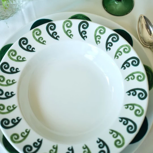 Athenee Two Tone Green Peacock Soup Plate (Set of 2)