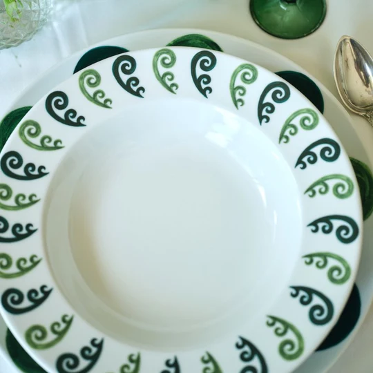 Athenee Two Tone Green Peacock Soup Plate - Set of 2