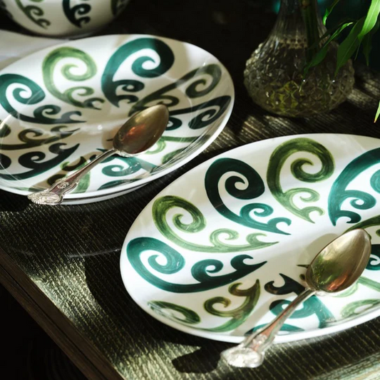 Athenee Two Tone Green Peacock Serving Platter