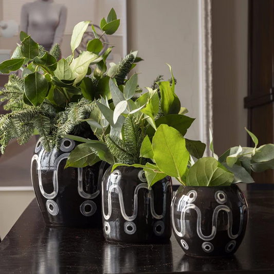 Cycladic White on Black Vases