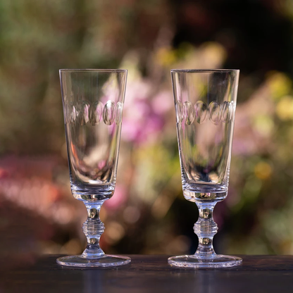 Champagne Flutes with Lens Design - Set of 4