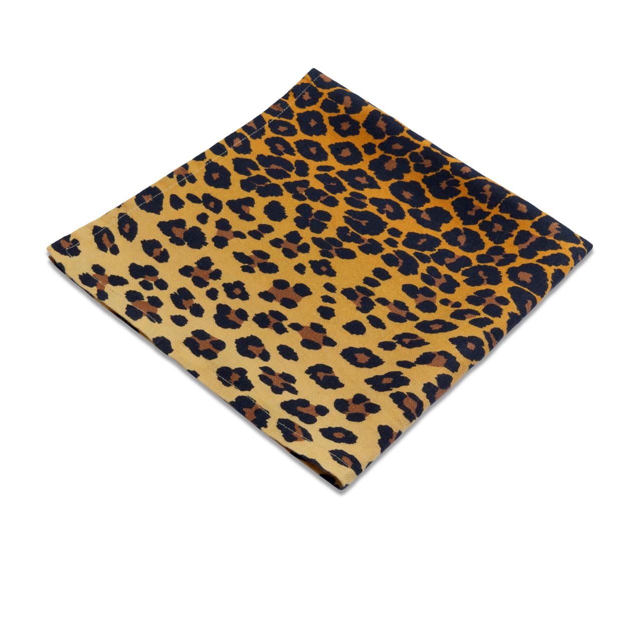 Linen Sateen Leopard Napkins (Set of 4)