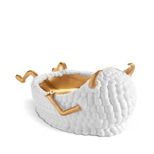 Haas Lazy Susan Catchall Tray - White & Gold