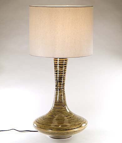 Bamboo Lamp with White Shade