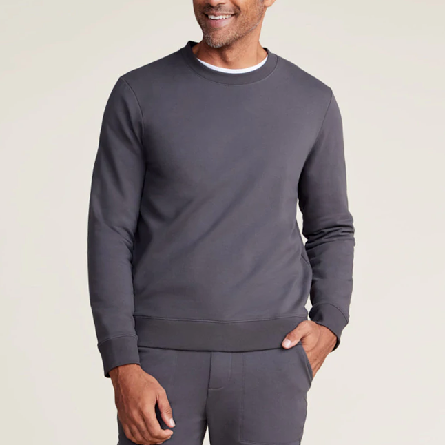 Malibu Collection Men's Pima Cotton Fleece Crew Neck Sweatshirt