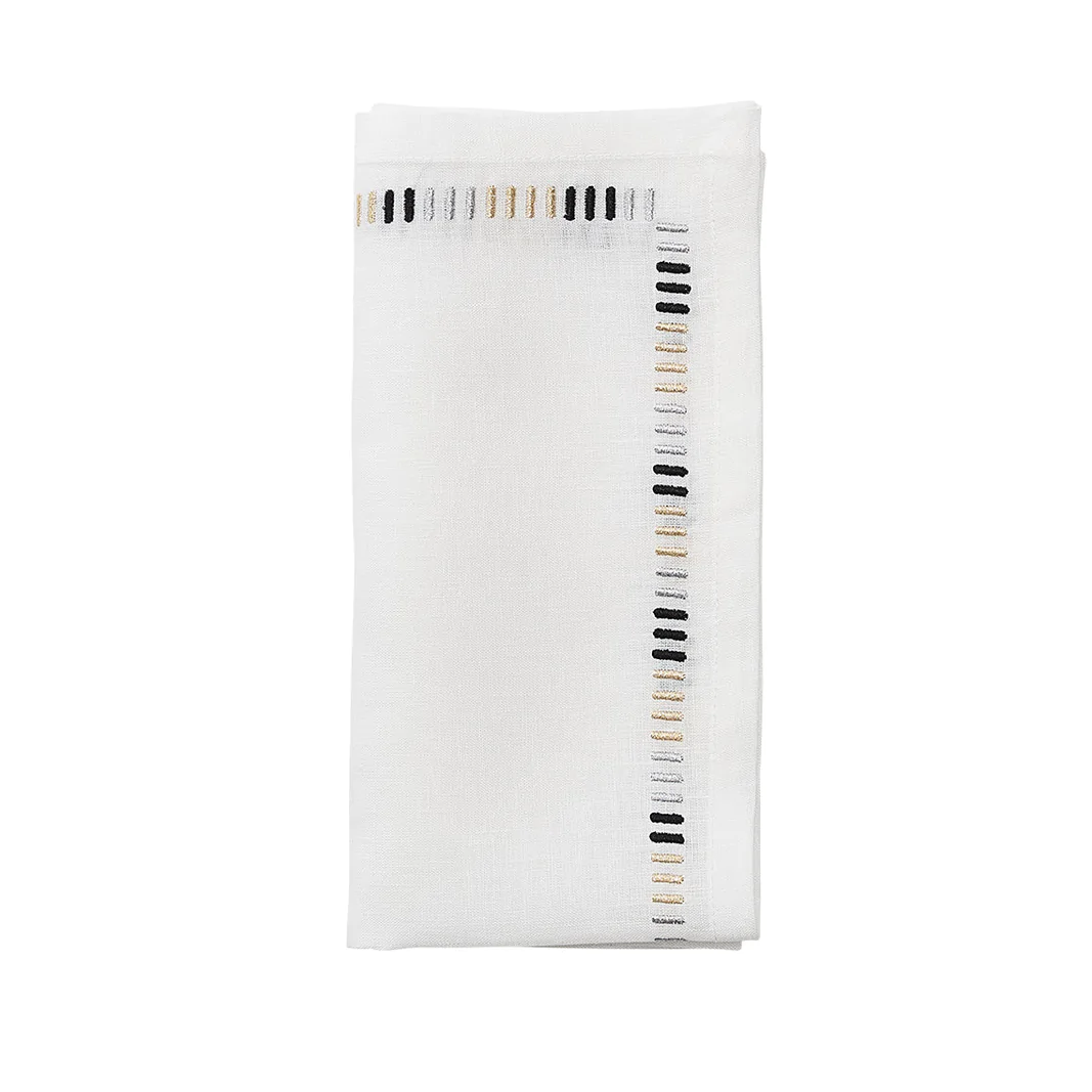 Harmonie Napkin in White, Black & Gold - Set of 4