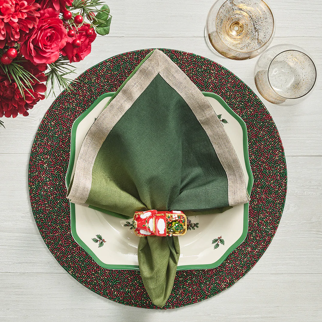 Dip Dye Napkin in Olive & Green (Set of 4)