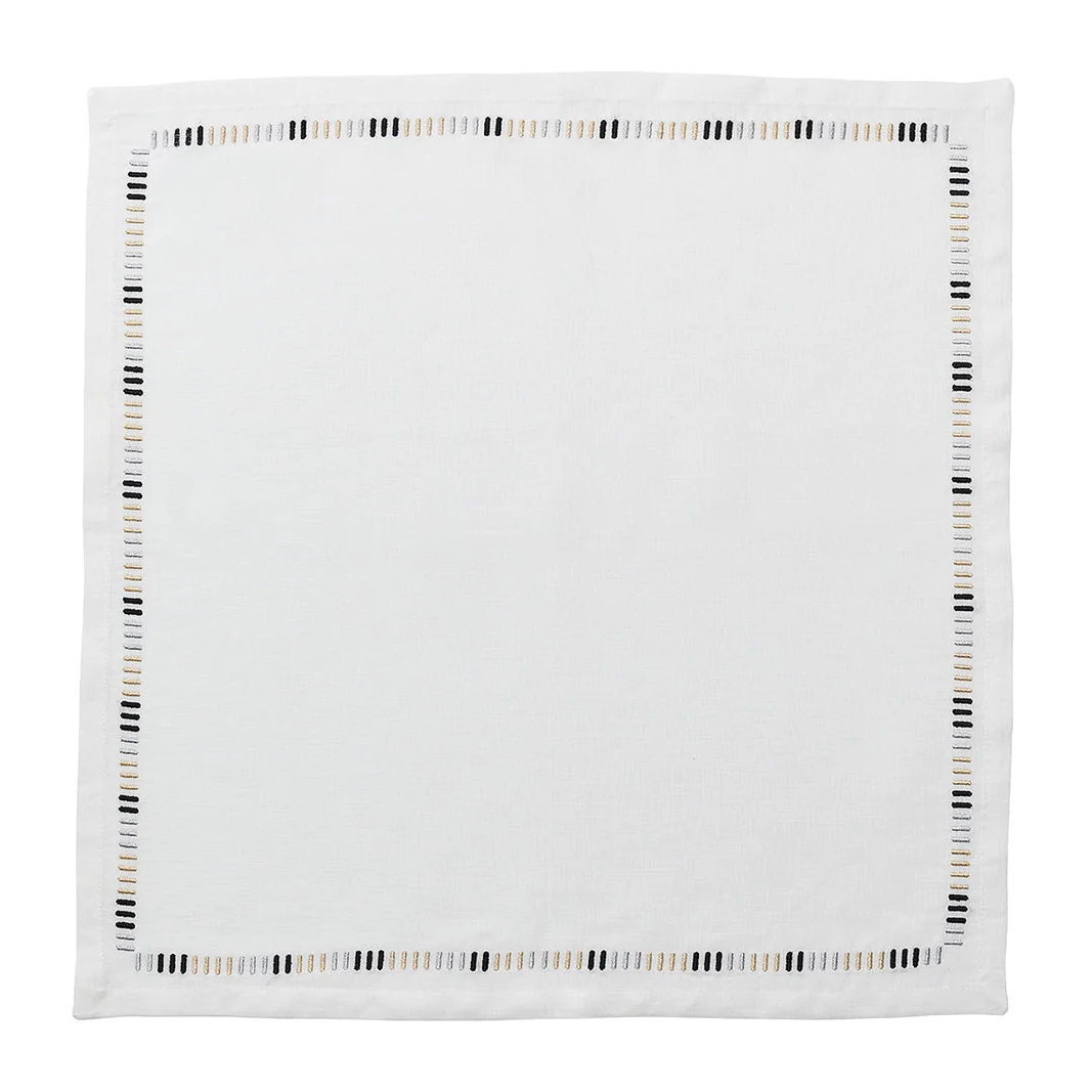 Harmonie Napkin in White, Black & Gold (Set of 4)