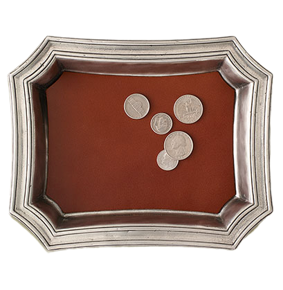 Pewter Pocket Change Tray with Leather Insert