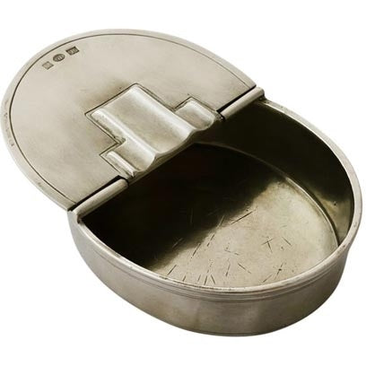 Pewter Oval Lidded Cigar Ashtray