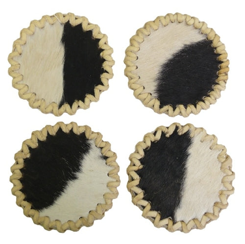 Black and White Campo Coasters in Cow Leather