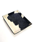 Campo Rectangular Tray in White and Black Cow Hair