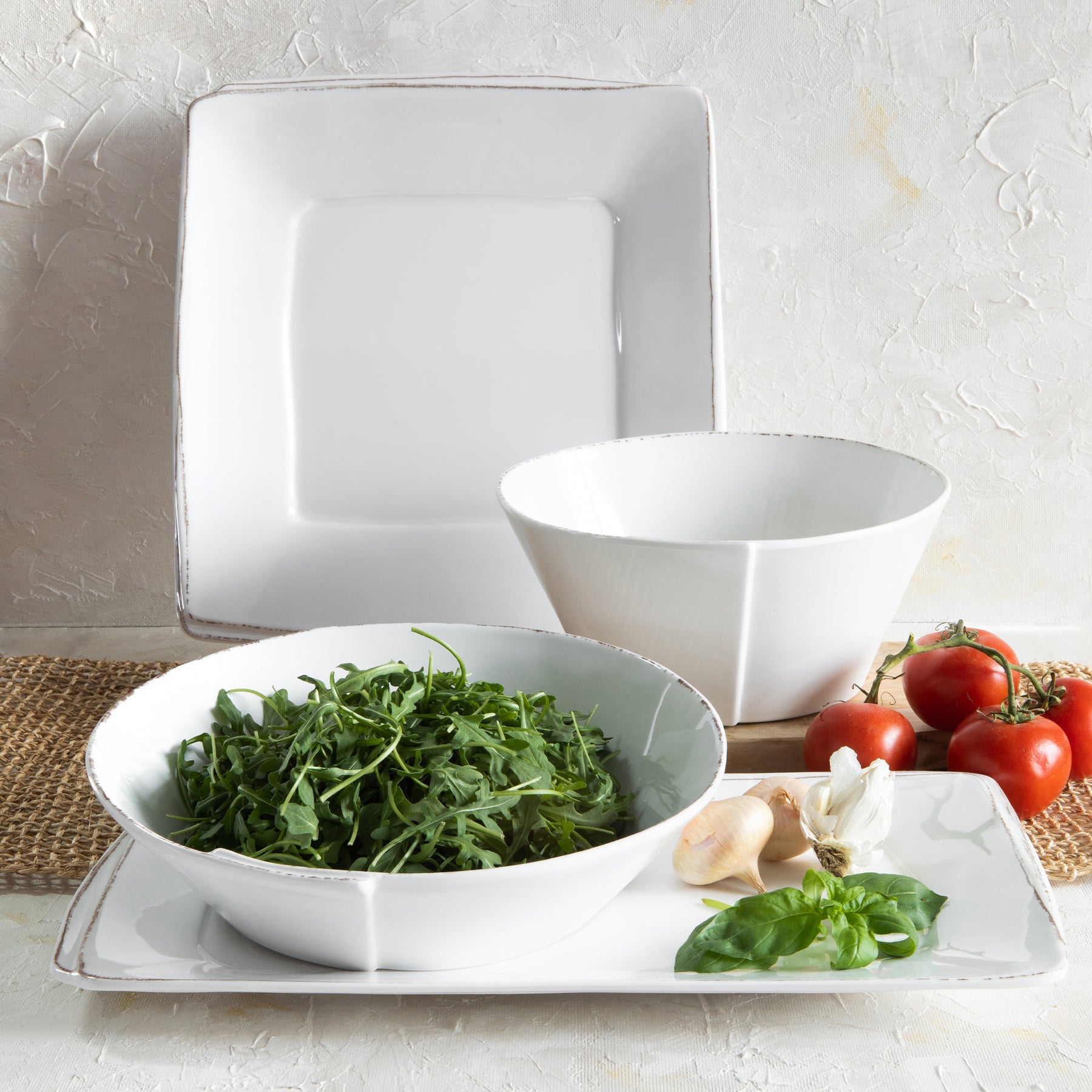 Melamine Lastra White 4-piece Serveware Set