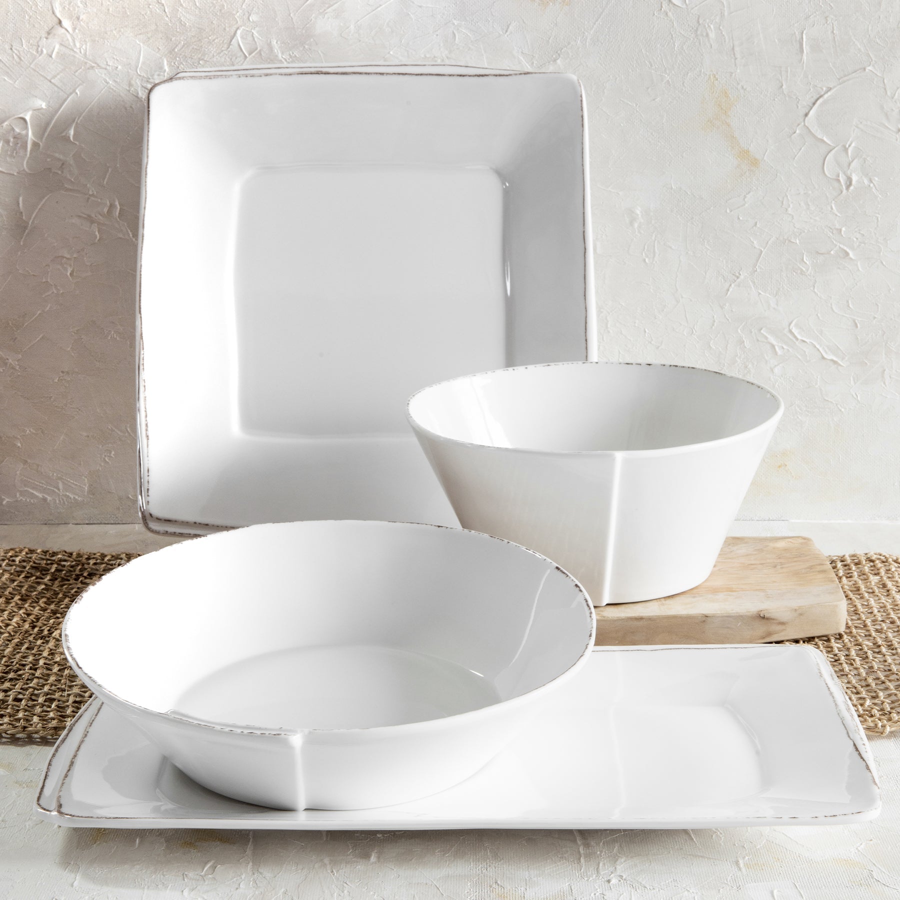 Melamine Lastra White 4-piece Serveware Set