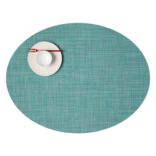 Mini Basketweave Oval Tablemat - Turquoise (Set of 4)