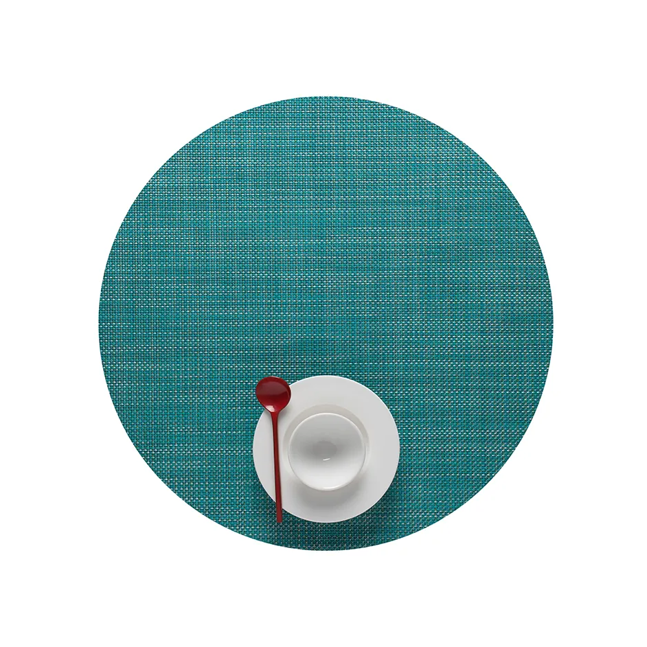 Chilewich Mini Basketweave Round Tablemat - Turquoise (Set of 4)