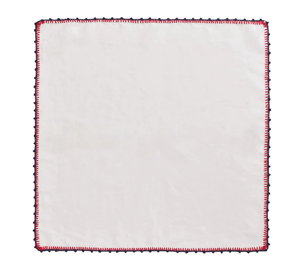 Knotted Edge Napkin in White, Navy & Red (Set of 4)