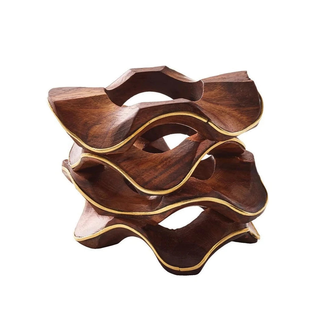 Pavilion Napkin Ring in Brown & Gold - Set of 4