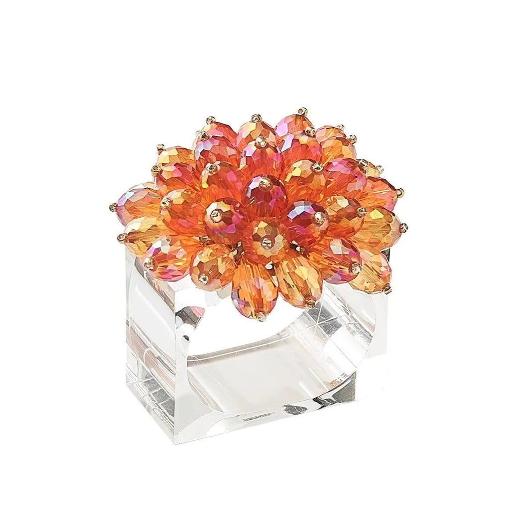 Zinnia Napkin Ring in Pink & Orange (Set of 4)