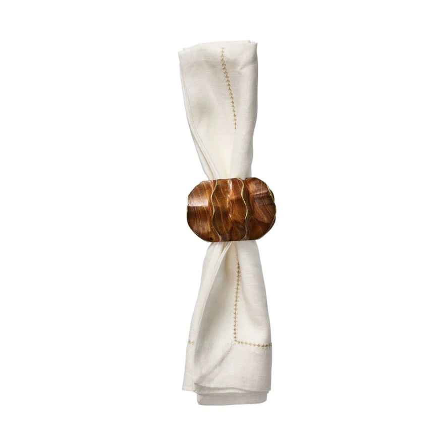 Twist Napkin Ring in Brown & Gold (Set of 4)