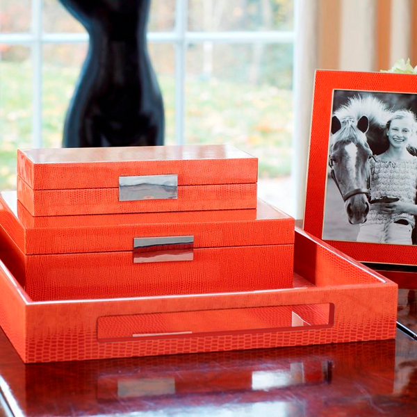 Addison Ross Orange Crock Medium Lacquered Serving Tray | Maison