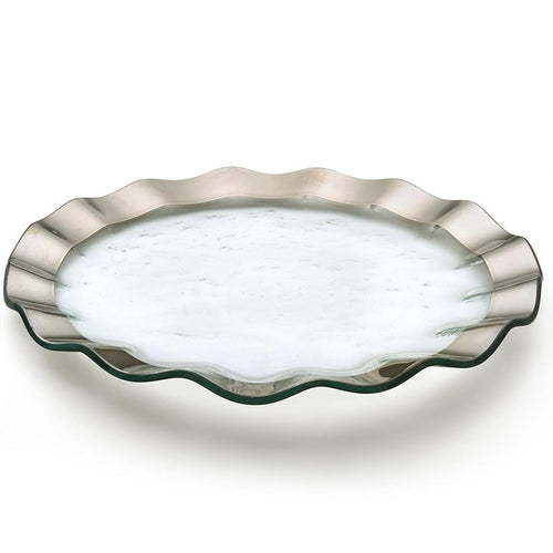 Mid Century Annieglass Style Square Curved Nut Dish With  Annieglass Fir Small Plate display picture 1
