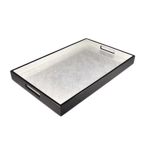 Pacific Connections 14" Elegant Tray - Shine Silver/Black