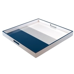 Pacific Connections Large Square Serving Tray - Navy Shine White