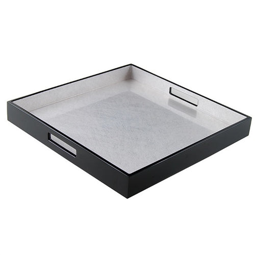 Pacific Connections Large Square Serving Tray - Shine Silver/Black