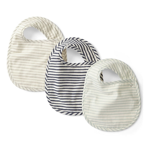 Stripes Away Bib Set of 3 - Sea