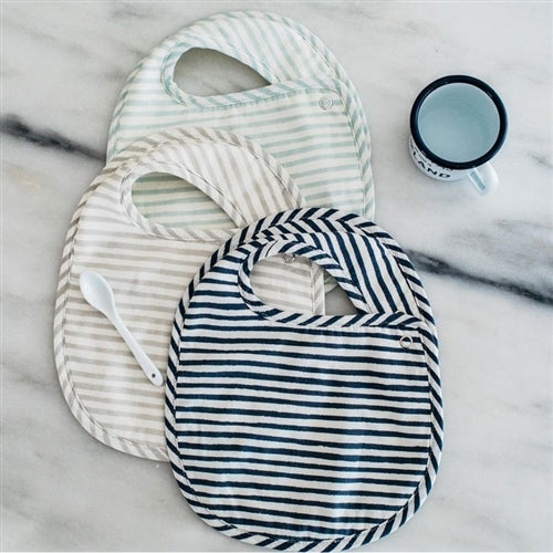 Stripes Away Bib Set of 3 - Sea